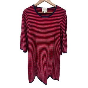 Sail to Sable XL Red Navy Stripe Sweater Dress Gold Button Tunic Tuckernuck